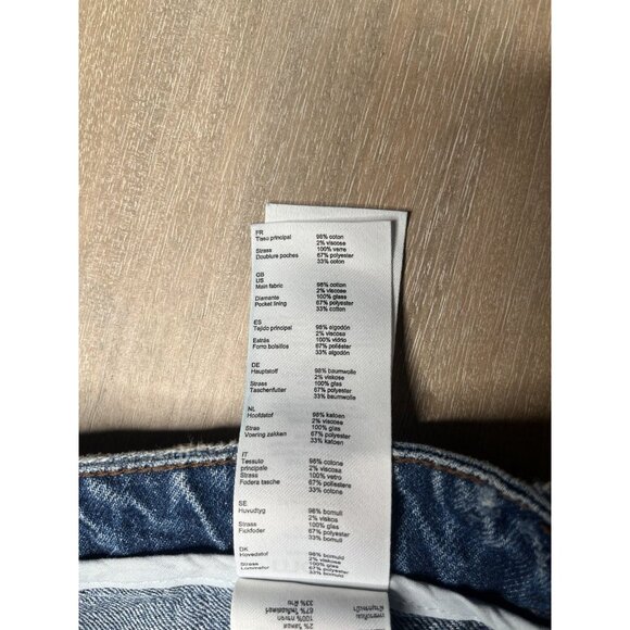 Maje High Waisted Jeans with Rhinestones Straight Leg Medium Wash Size 34 US XS - Picture 7 of 11